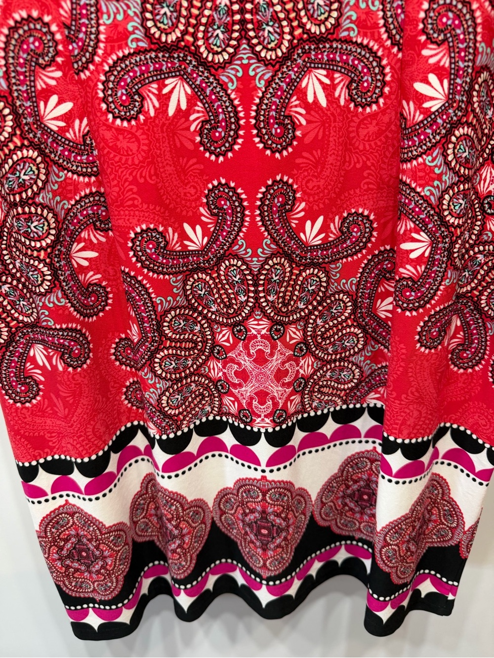 Chico's Red Pink and Black Paisley-Print Midi Dress - Picture 10 of 11